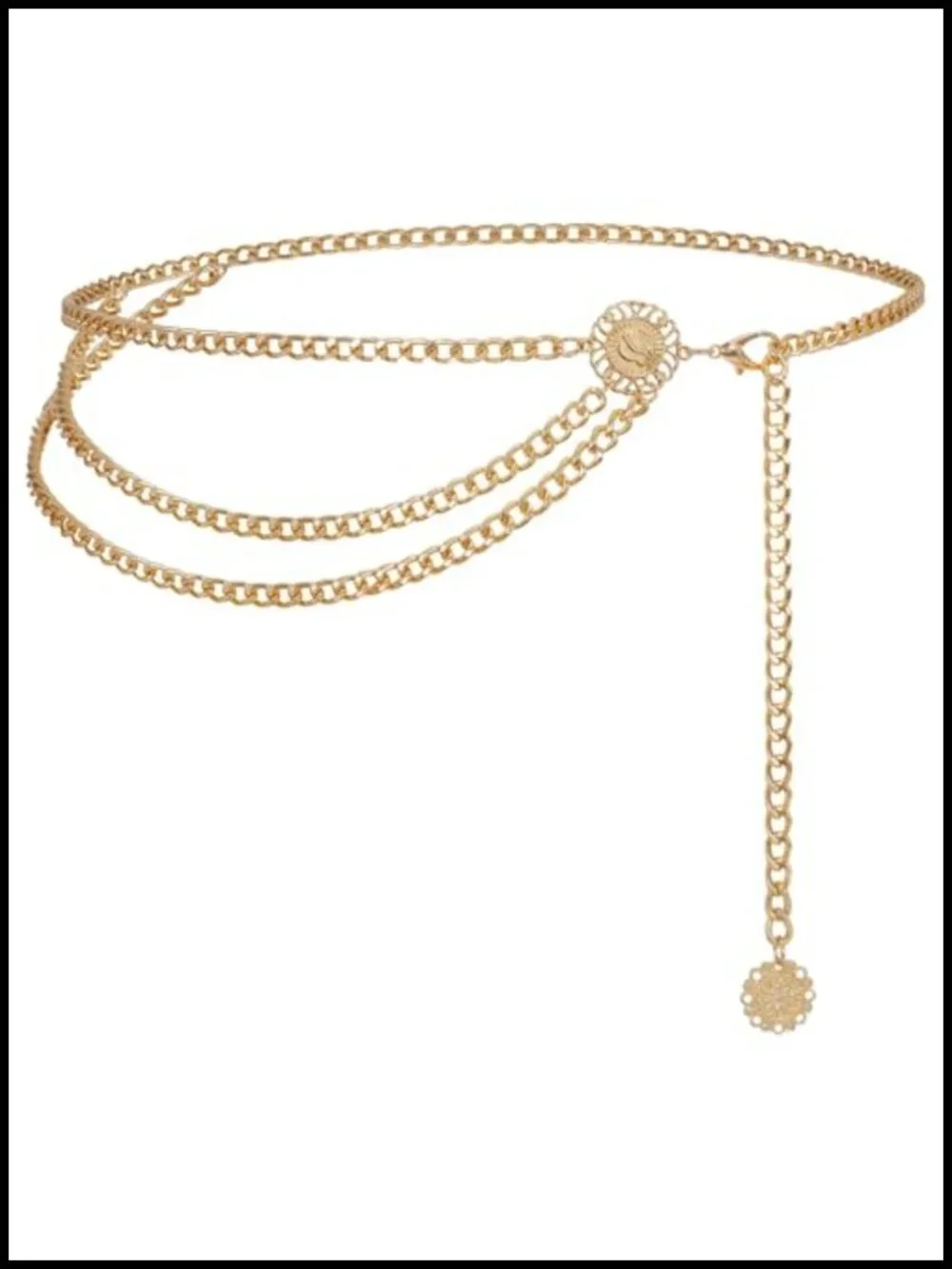 Adjustable Waist Chain Belt with Crystal Pendant for Dresses Jeans